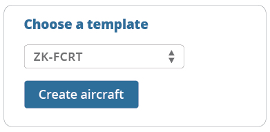 Choose a template to create a new aircraft